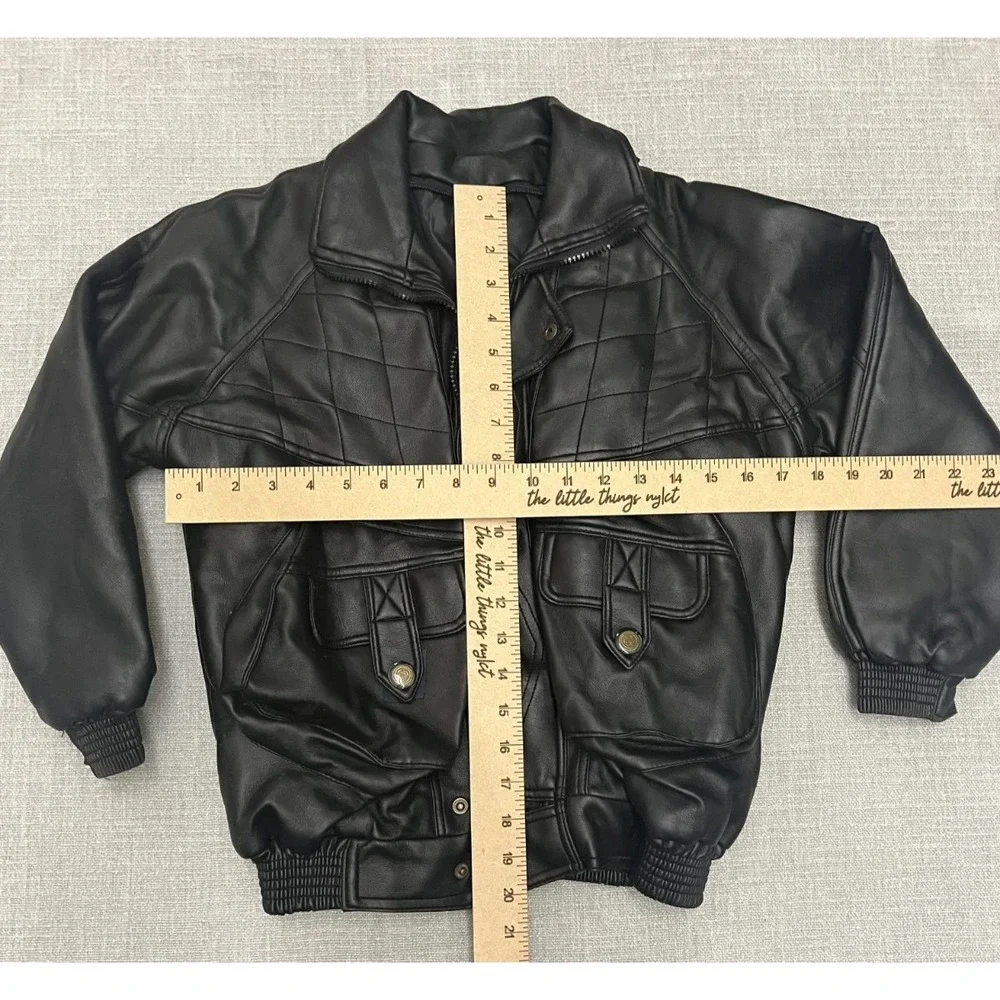 Youth  Black Faux Leather Moto Biker Zip Front Pockets, See Photos for Size